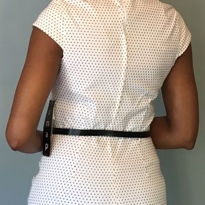 White and black polka dot dress